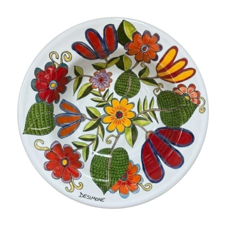 Piatto tondo artigianale Floreale ceramiche de simone Piatto tondo artigianale Floreale ceramiche de simone